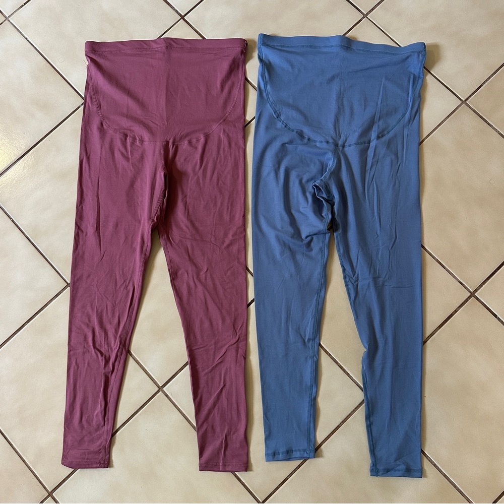 NEW Maternity Ultra Soft High Rise Leggings Pink and Blue